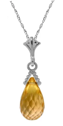 Radiant citrine necklace-2.25 Carat Silver Necklace Natural Briolette Citrine