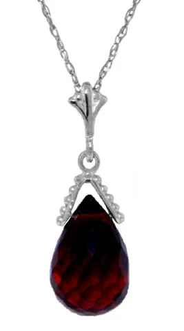 Open twist necklace-2.25 Carat Silver Necklace Natural Briolette Garnet