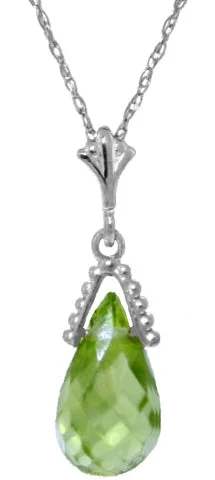 Laced necklace-2.25 Carat Silver Necklace Natural Briolette Peridot