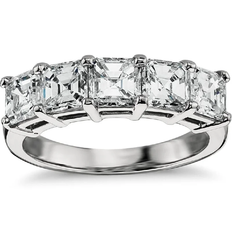 Split crystal ring-2.50Ct Asscher Cut Moissanite Wedding Ring in 14k White, Yellow or Rose Gold