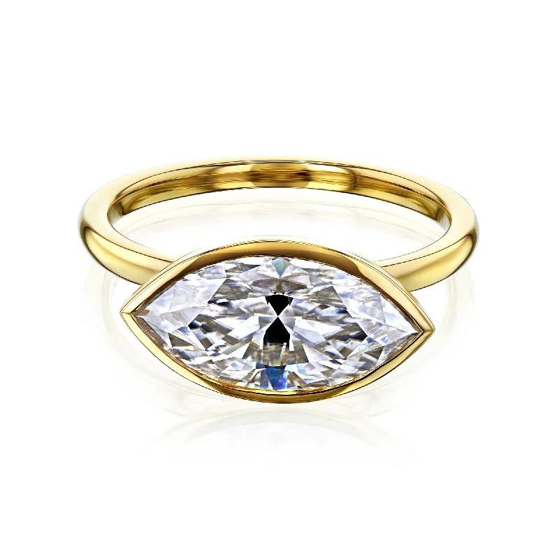 Protruding stone ring-2.80ct Marquise Pret 3X Bezel Ring