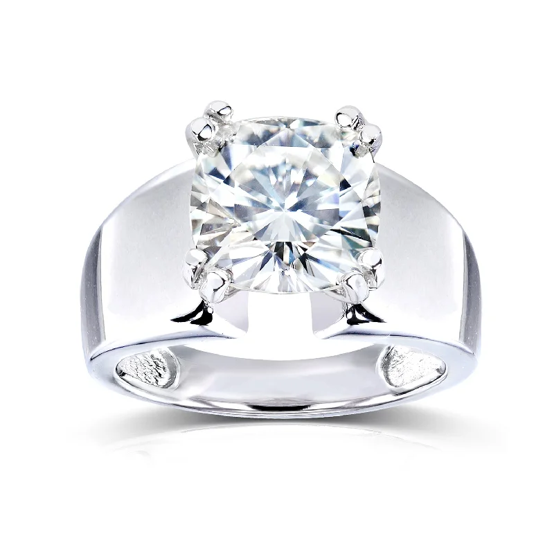 Surging wave ring-2.8ct Cushion Wide Solitaire Ring