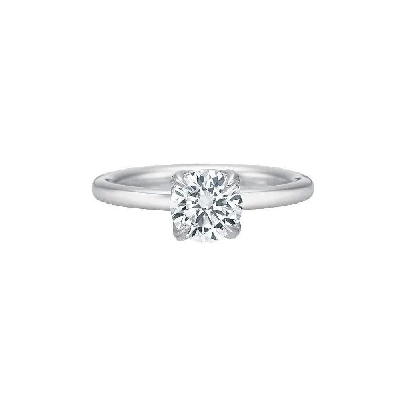 Radiant ruby ring-Plat Classic Petal Gallery Solitaire Setting