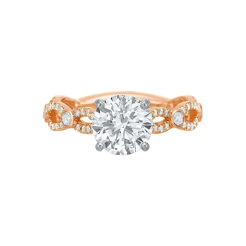 Domed band ring-Extraordinary Twist Diamond Semi Mount Ring