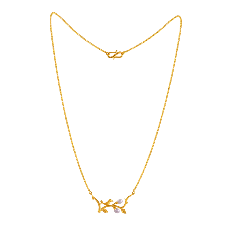 Smooth-cut necklace-22k Bird Embossed Gold Pendant Design