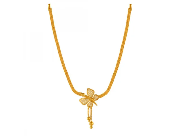 Shiny rhodium necklace-22k Butterfly Jali Work Gold Necklace