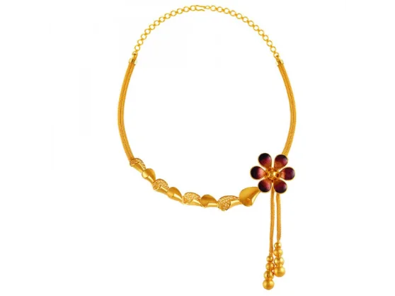 Fine braid necklace-22k Ethnic Graceful Floral Neckpiece