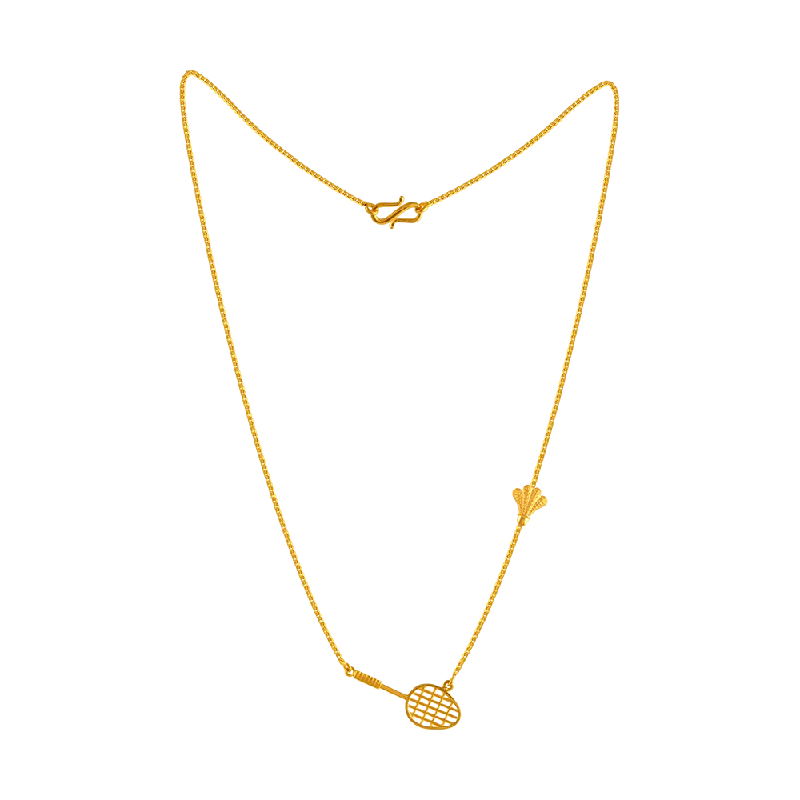 Extended diamond necklace-22k Racket Themed Gold Pendant Design For Ladies