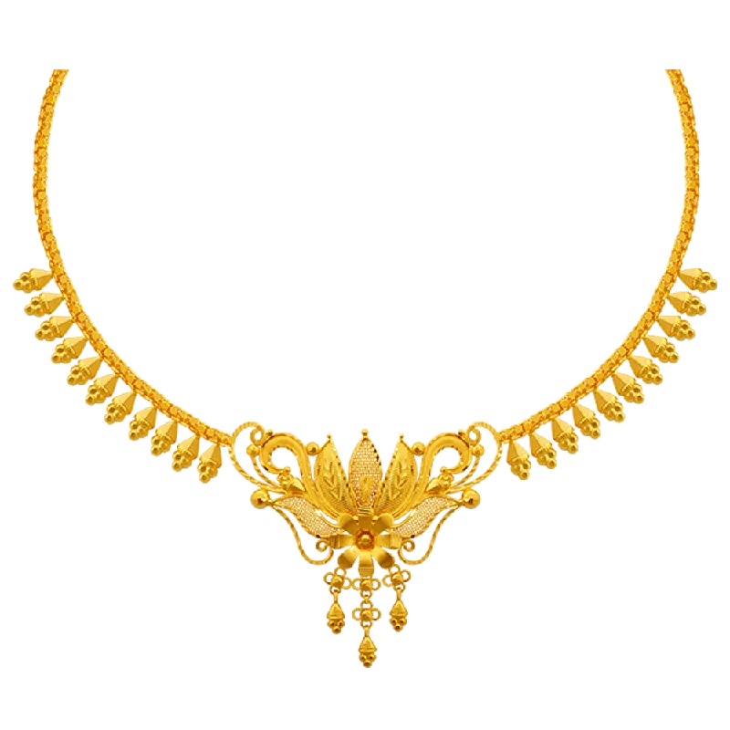 Furrowed edge necklace-22k Yellow Gold Necklace