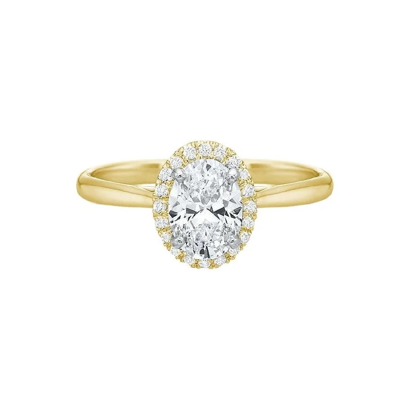 Sparkling spodumene ring-Oval New Aire Halo Semi Mount Ring