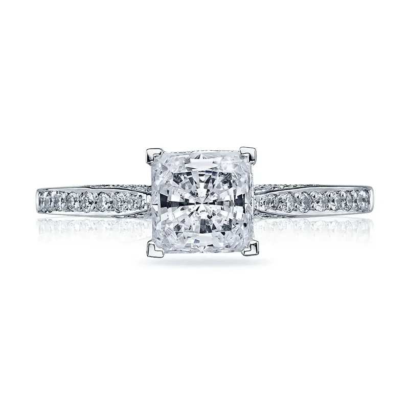 Bent gem ring-Princess Solitaire Semi Mount Ring