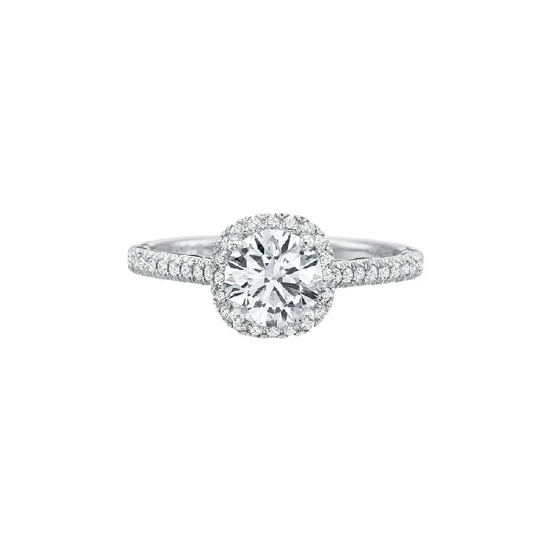 Flush-rim ring-New Aire Petite Cushion Halo Diamond Semi Mount Ring