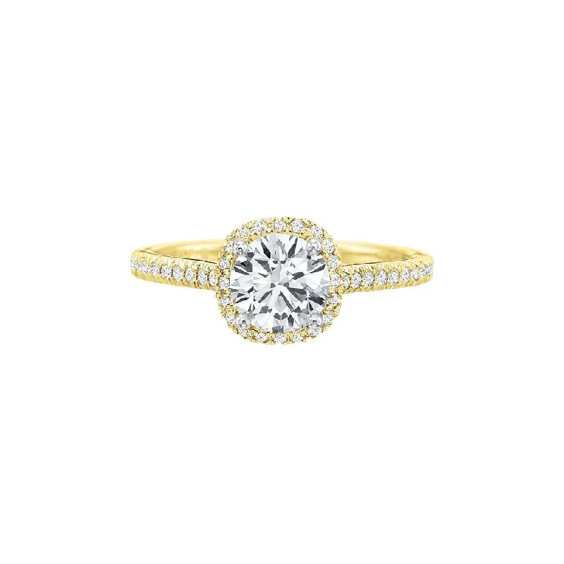 Raised stone ring-Elege Diamond Halo Ring