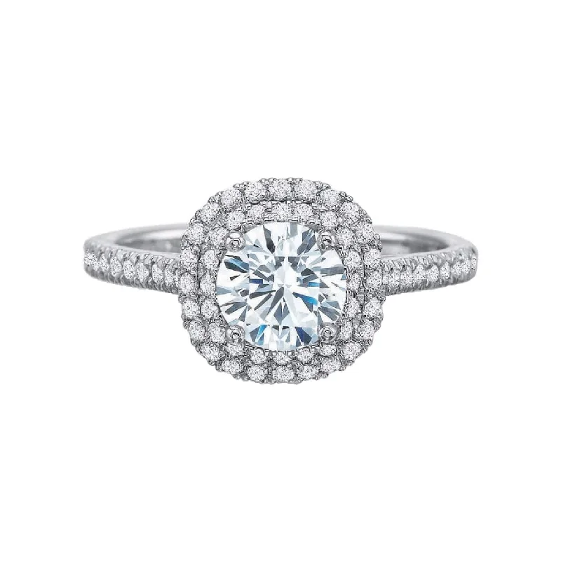 Domed band ring-New Aire Double Cushion Halo Diamond Semi Mount Ring