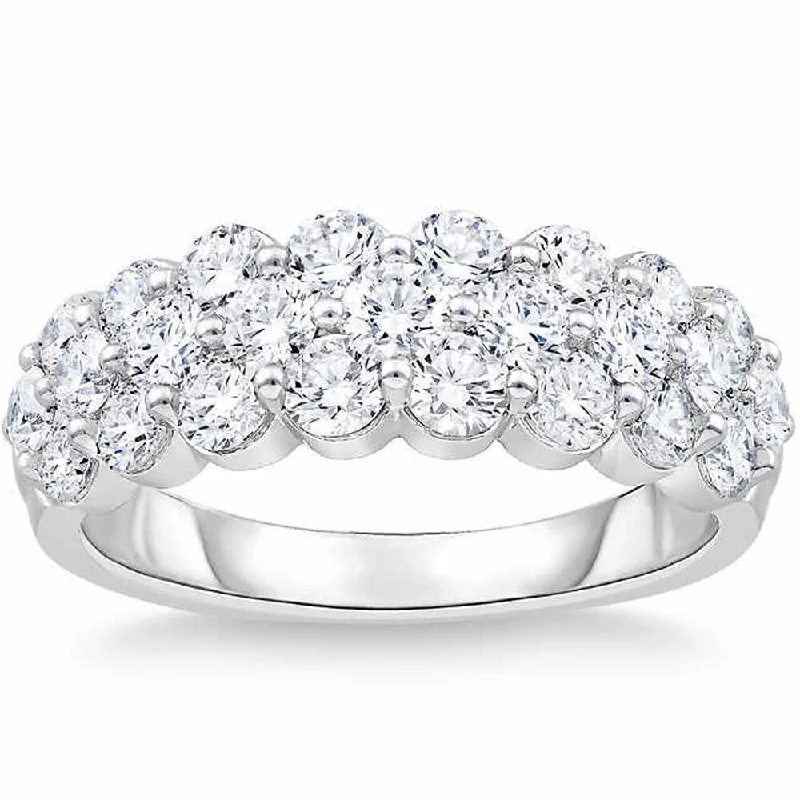 Smooth-cut ring-2Ct Diamond Ring 14k White Gold