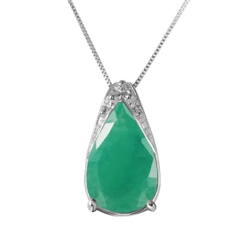 Seven-heart necklace-3.5 Carat 14K Solid White Gold World Without You Emerald Necklace