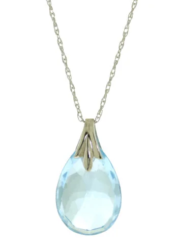 Woven thread necklace-3 Carat Sterling Silver Necklace Briolette Blue Topaz