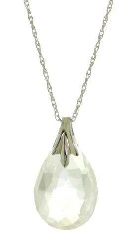 Solar glow necklace-3 Carat Sterling Silver Necklace Briolette White Topaz