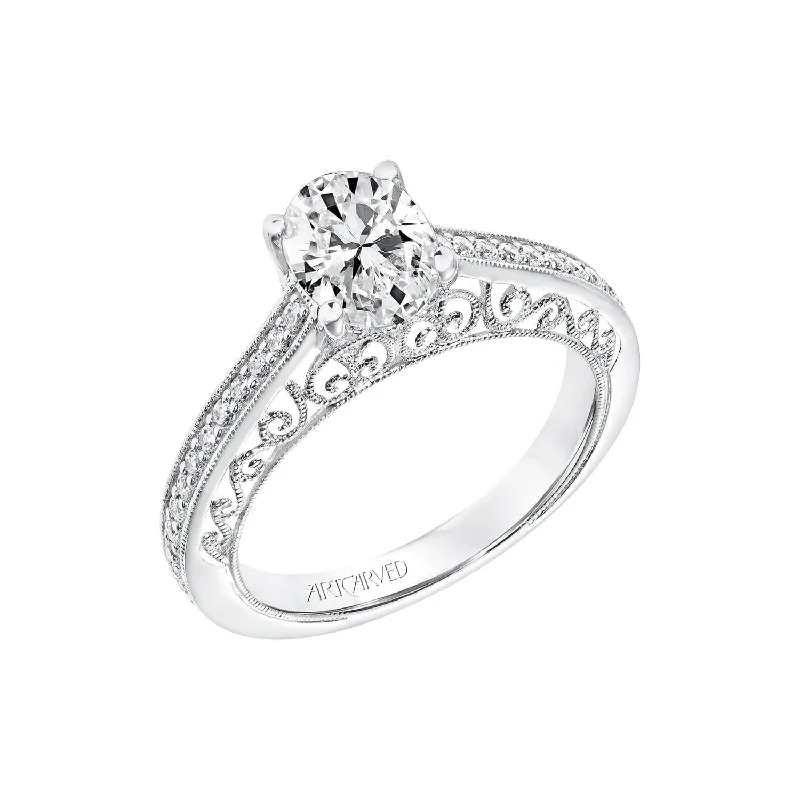 Glinting crystal ring-Ramona Diamond Semi Mount Ring