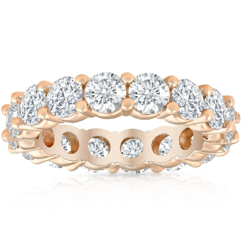 Untamed pearl ring-4Ct Diamond Eternity Wedding Ring Lab Grown Diamond 14k Rose Gold