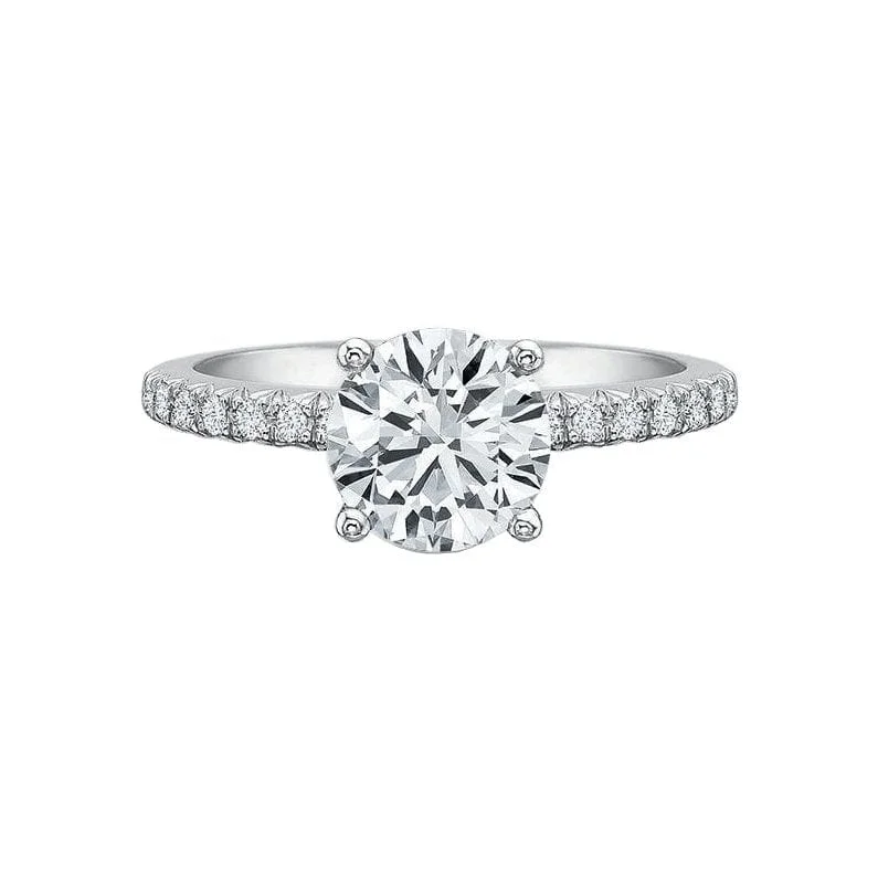 Angled stone ring-Petite FlushFit Diamond Semi Mount Ring