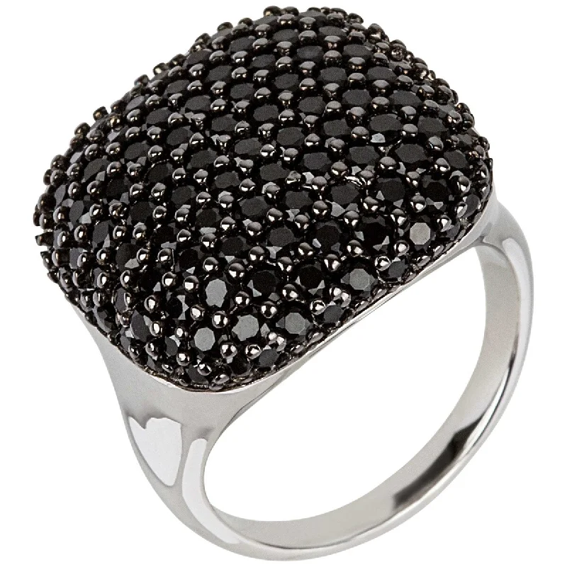 Tide-wave ring-925 Sterling Silver Black Spinel Gemstone Ring