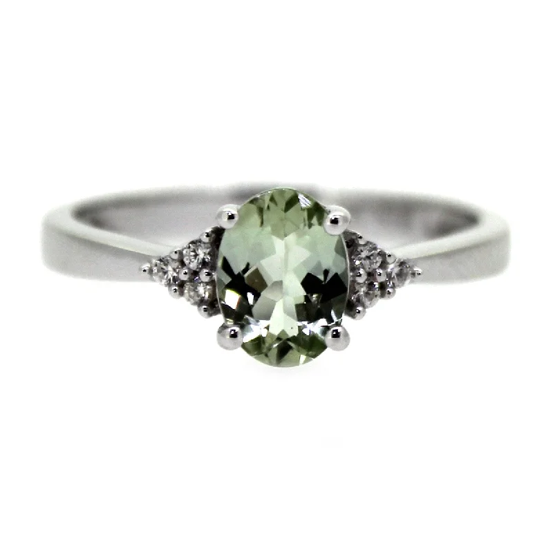 Delicate filigree ring-925 Sterling Silver Green Tourmaline and White Natural Zircon Ring