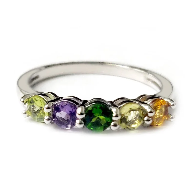 Radiant citrine ring-925 Sterling Silver Peridot,Citrine,Lemon Quartz,Brazilian Amethyst Ring