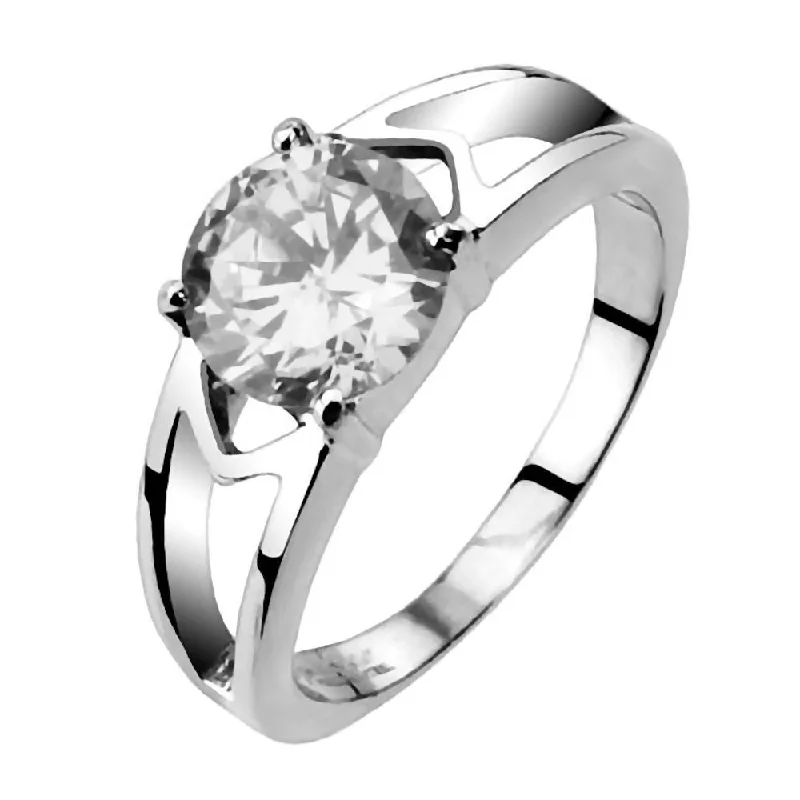 Fine braid ring-Abigail: 1.25ct Russian IOF CZ Solitaire Split Band Engagement Ring