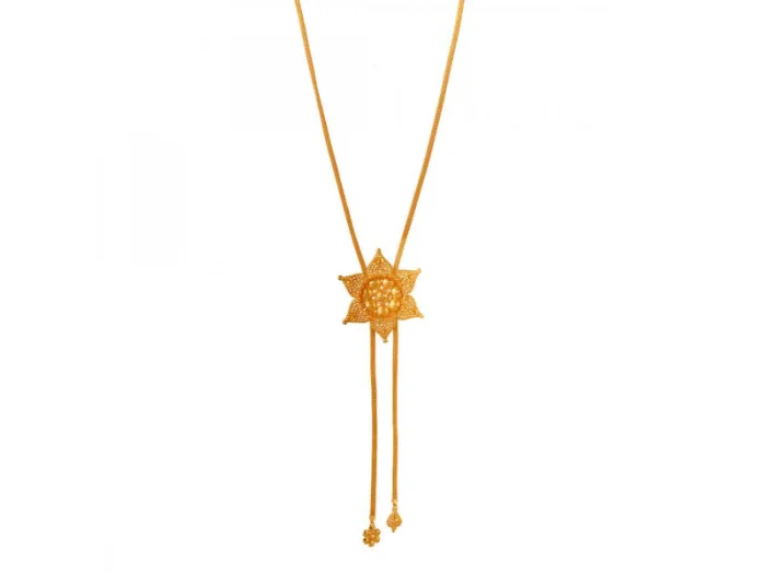 Raised stone necklace-Alluring Floral 22k Gold Traditional Necklace