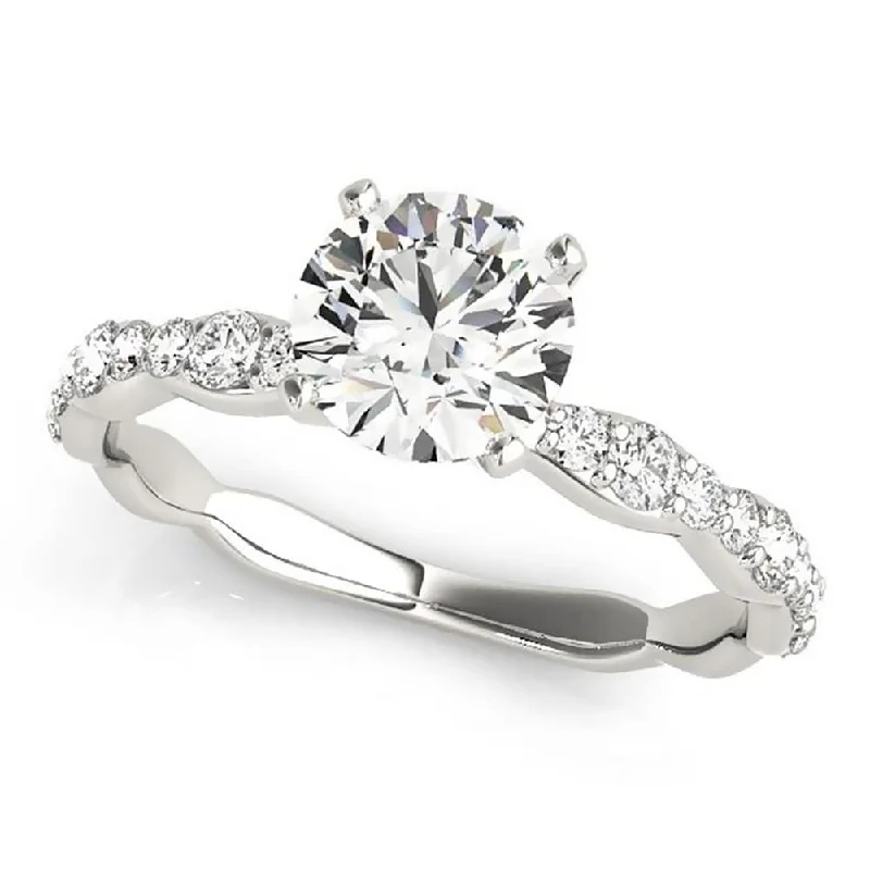 Slim-band ring-Auriya 1/2ct Round Moissanite and 1/3ctw Diamond Engagement Ring 14K Gold