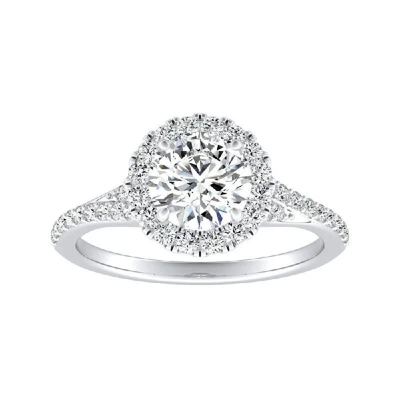 Laced ring-Auriya 14k Gold 1 1/2ct Moissanite Halo Diamond Engagement Ring 1/3ctw