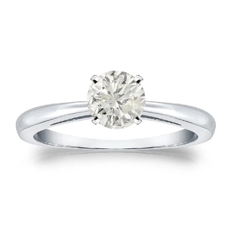 Solar glow ring-Auriya 14k Gold 1/2 carat TW Round Solitaire Diamond Engagement Ring (J-K, I1-I2)