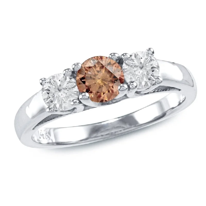 Drifting stone ring-Auriya 14k Gold 1ctw 3-Stone Brown Diamond Engagement Ring (SI1-SI2)