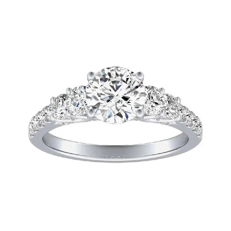 Narrow shank ring-Auriya 14k Gold 2 1/2ct Moissanite and 5-Stone Diamond Engagement Ring 3/4ctw