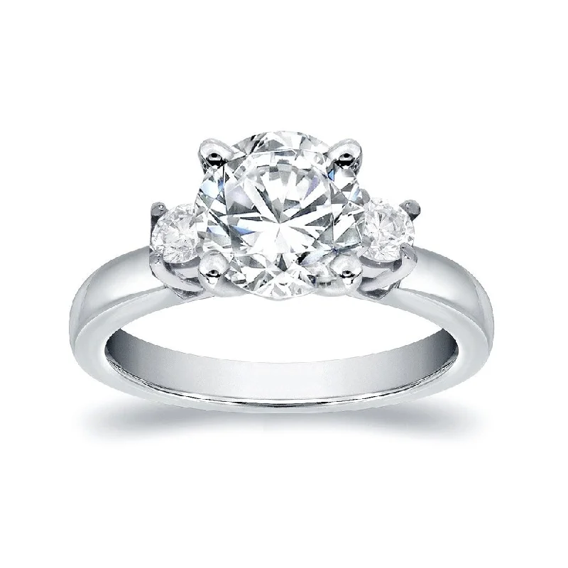 Radiant quartz ring-Auriya 14k Gold 2 1/2ct Moissanite and Diamond 3-Stone Engagement Ring 2/5ctw