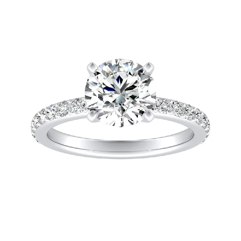 Delicate filigree ring-Auriya 14k Gold 2 1/2ctw Round Moissanite and Diamond Engagement Ring 1/3ct TDW