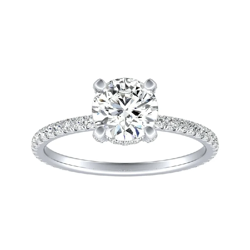 Gentle flow ring-Auriya 14k Gold Classic 3ct Moissanite and Diamond Engagement Ring 1/3ctw