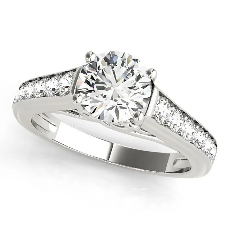 Flowing design ring-Auriya 14k Gold Modern 2 1/2ct Moissanite and Diamond Engagement Ring 3/8ctw