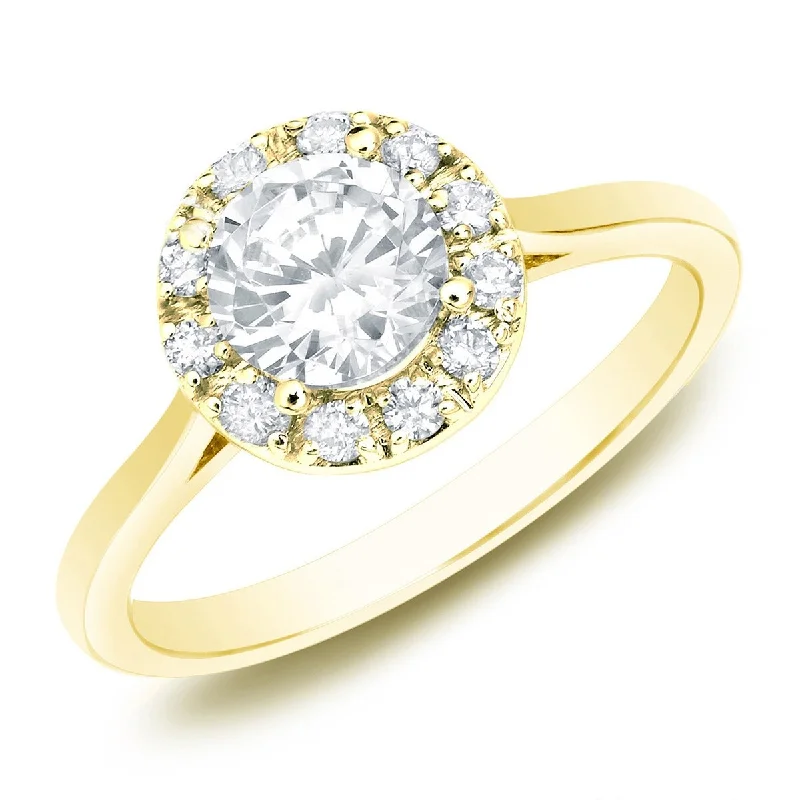 Angled stone ring-Auriya 14k Gold Round Halo Diamond Engagement Ring 1/2ctw