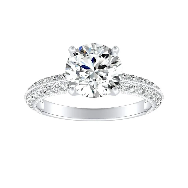 Surging wave ring-Auriya 14k Gold Vintage 2 1/2ct Round Moissanite and 3/8ctw Diamond Engagement Ring