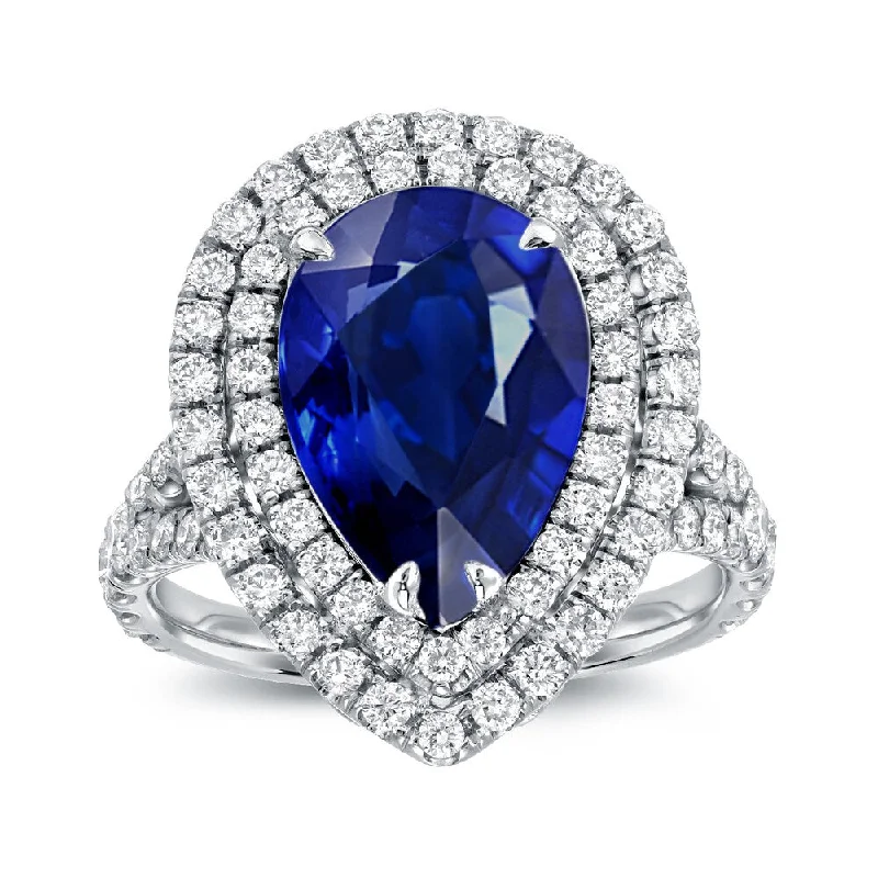 Pocked ring-Auriya 18k Gold 3 carat Teardrop Pear-cut Sapphire Halo Diamond Engagement Ring 1cttw (D-E, SI1-SI2)