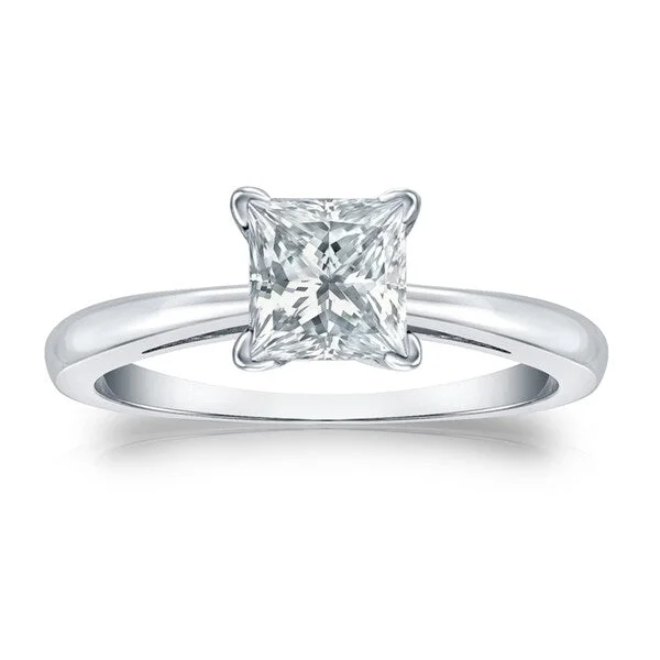 Dusk-cut ring-Auriya 2 3/4ctw Princess-Cut Solitaire Diamond Engagement Ring 18k Gold GIA Certified