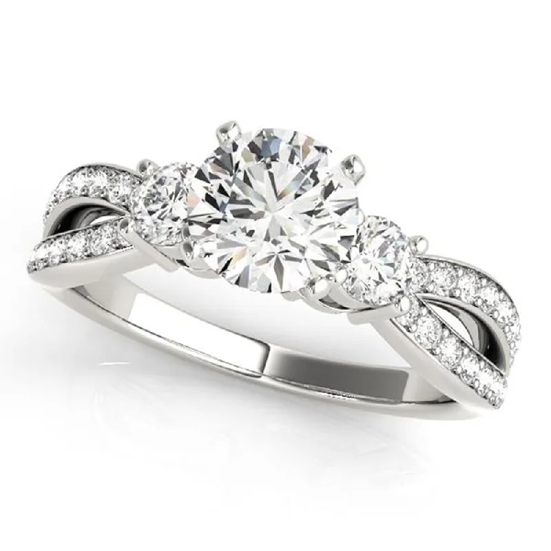 Solar glow ring-Auriya 3-Stone 1ct Moissanite and 5/8ctw Diamond Engagement Ring 14K Gold