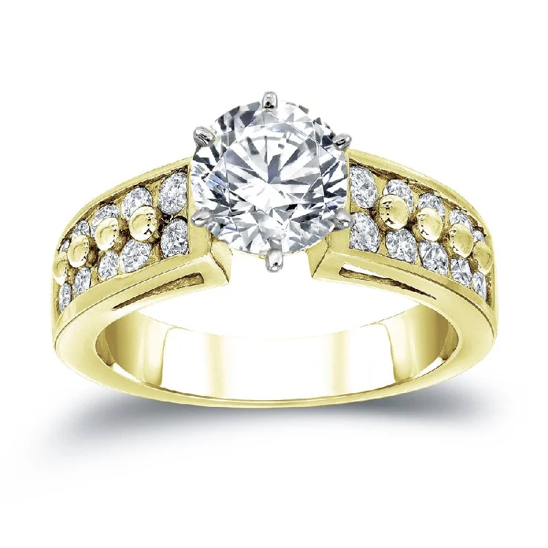 Halo-effect ring-Auriya Contemporary Modern 1ctw Round Diamond Engagement 14k Gold