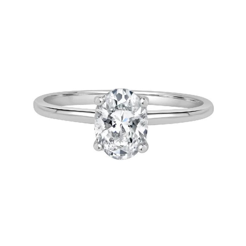 Twelve-gem ring-Auriya Lab Grown 1 3/5ctw Oval Hidden Halo Solitaire Diamond Engagement Ring14k Gold Certified (H-I, SI1-SI2)