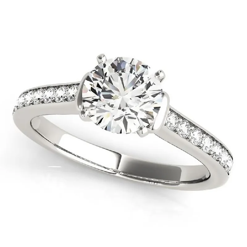 Subtle rim ring-Auriya Modern 3/4ct Round Moissanite and 1/5ctw Diamond Engagement Ring 14K Gold