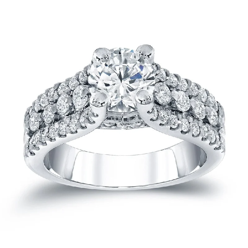 Frayed rim ring-Auriya Platinum 1 1/2ct TDW Round Cut Diamond Engagement Ring