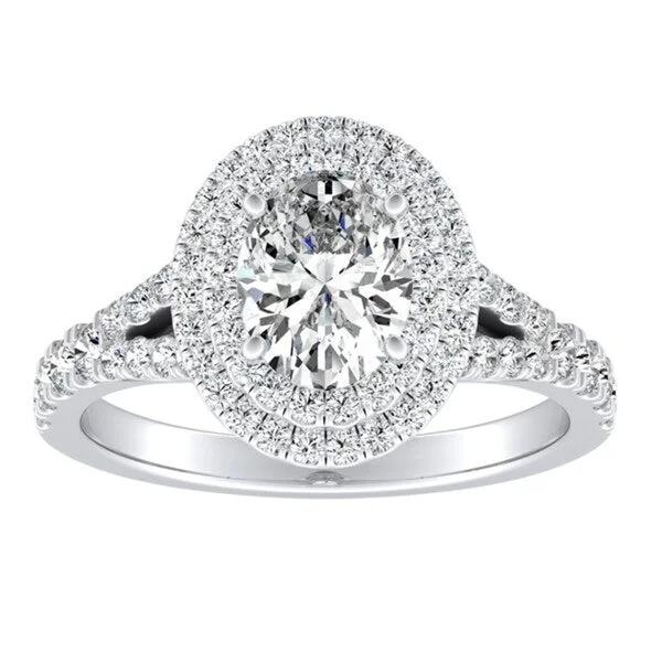 Open-shadow ring-Auriya Platinum 1 1/2ctw Oval-cut Halo Diamond Engagement Ring - White (I-J, I1-I2) - White I-J