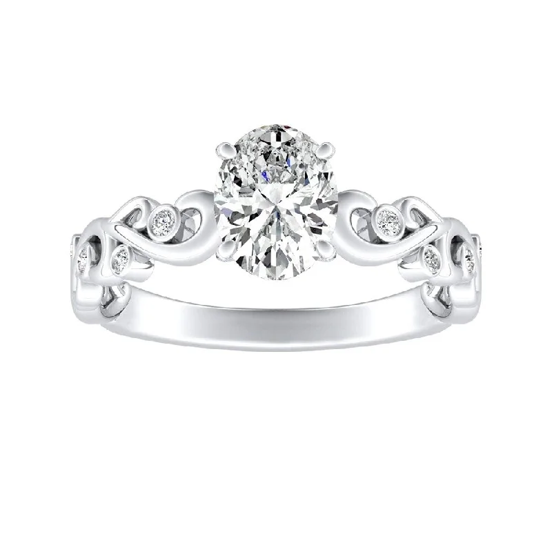 Branch-twist ring-Auriya Platinum 1ctw Vintage Oval-cut Solitaire Diamond Engagement Ring